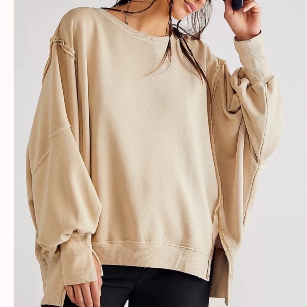 Free People Camden Oversized Sweatshirt Oatmeal XS